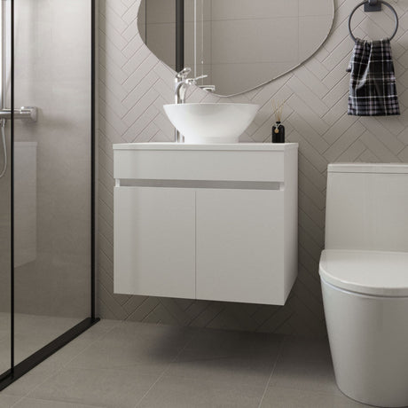 Sheridan White Bathroom Vanity with Sink and Concealed Storage