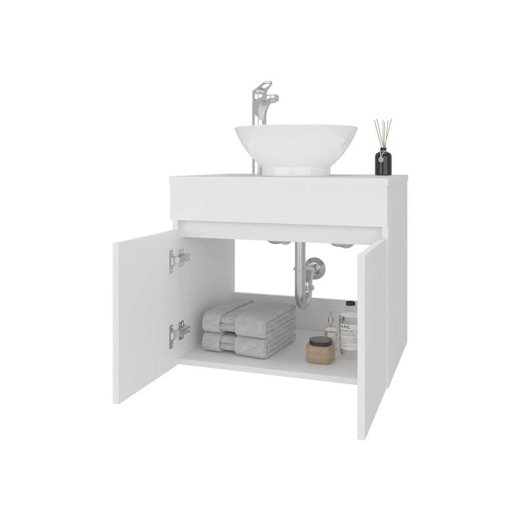Sheridan White Bathroom Vanity with Sink and Concealed Storage