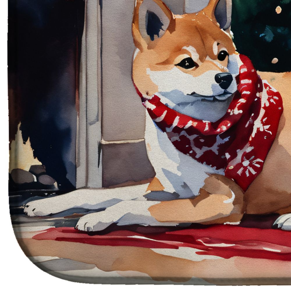 Shiba Inu Cozy Christmas Dish-Drying Mat