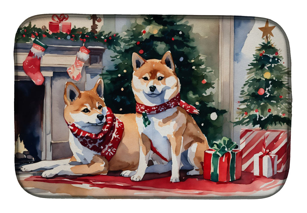 Shiba Inu Cozy Christmas Dish-Drying Mat