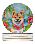 Shiba Inu Luau Absorbent Coaster Set with Gift Box