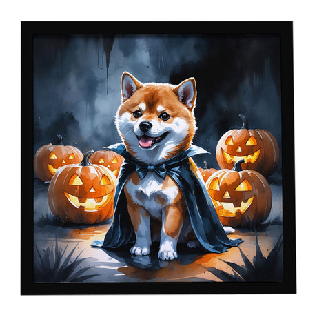 Shiba Inu Puppy Halloween Framed Wall Art