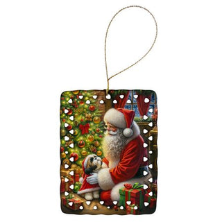 Shih Tzu and Santa Personalized Christmas Ornament