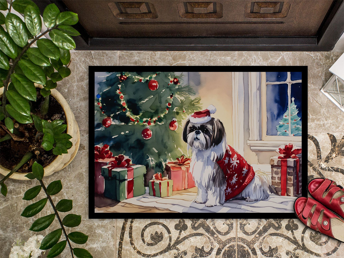 Shih Tzu Cozy Christmas Indoor Outdoor Doormat