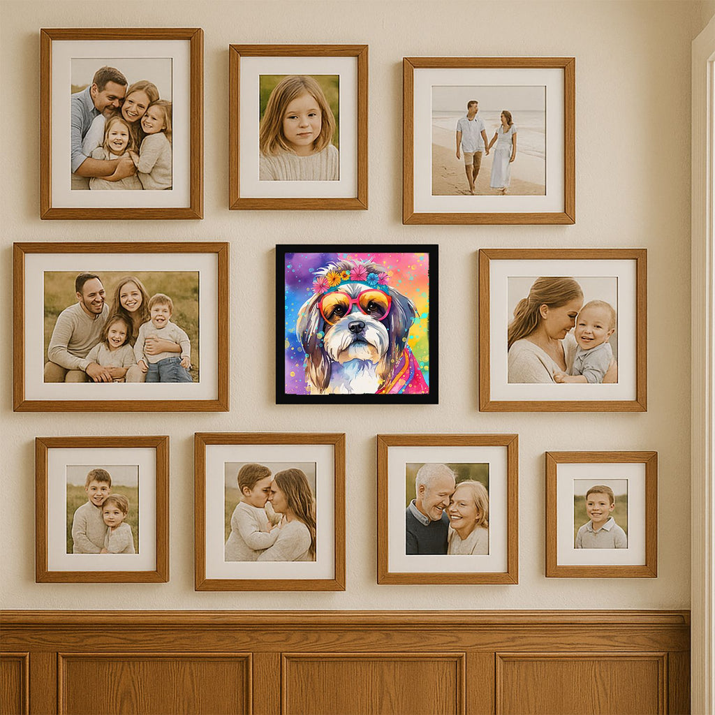 Shih Tzu Hippie Dawg Ready-to-Hang Framed Print