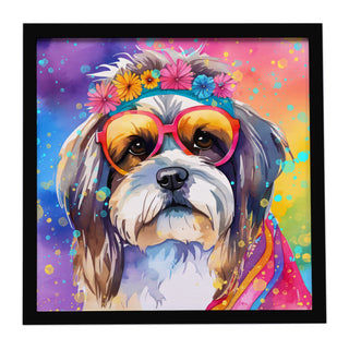 Shih Tzu Hippie Dawg Ready-to-Hang Framed Print