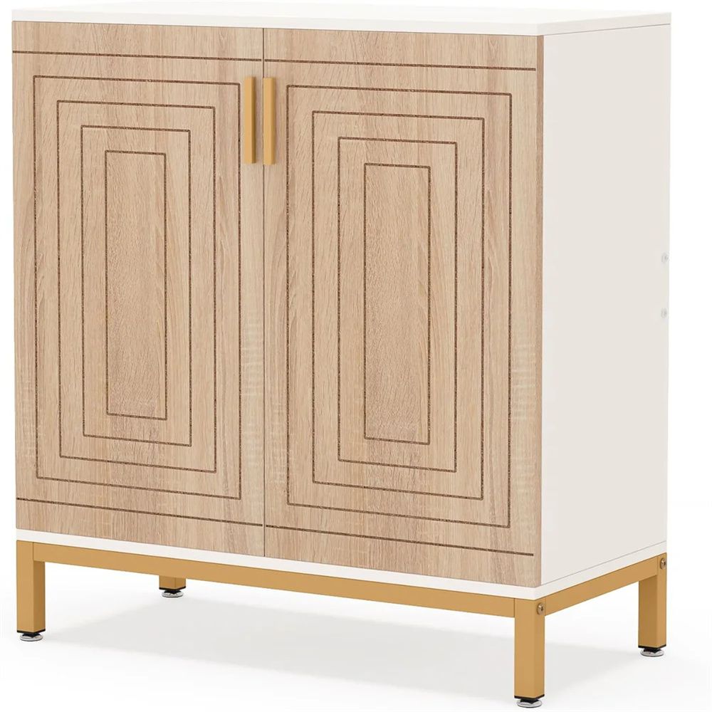 Shoe Cabinet with Adjustable Shelves and Gold Legs, Holds 20 Pairs