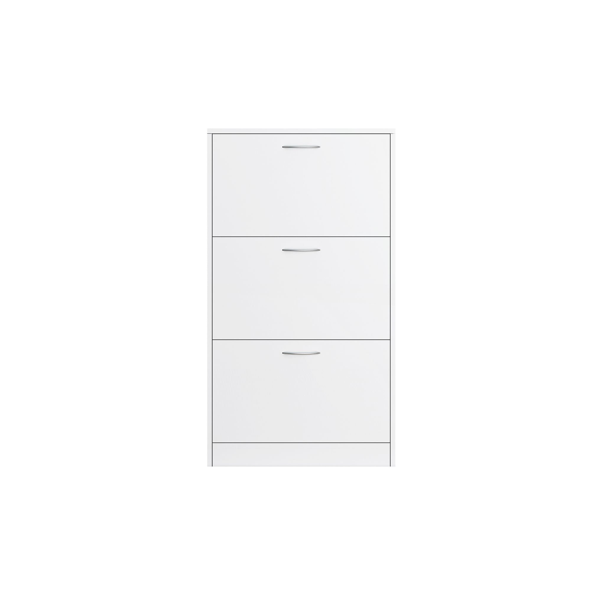 Shoe Cabinet for Entryway, White Narrow Shoe Storage Cabinet Flip Down Shoe Rack Wood 3 Tier Shoe Or