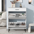 Freestanding Shoe Cabinet with 2 Flip Drawers and Adjustable Compartments