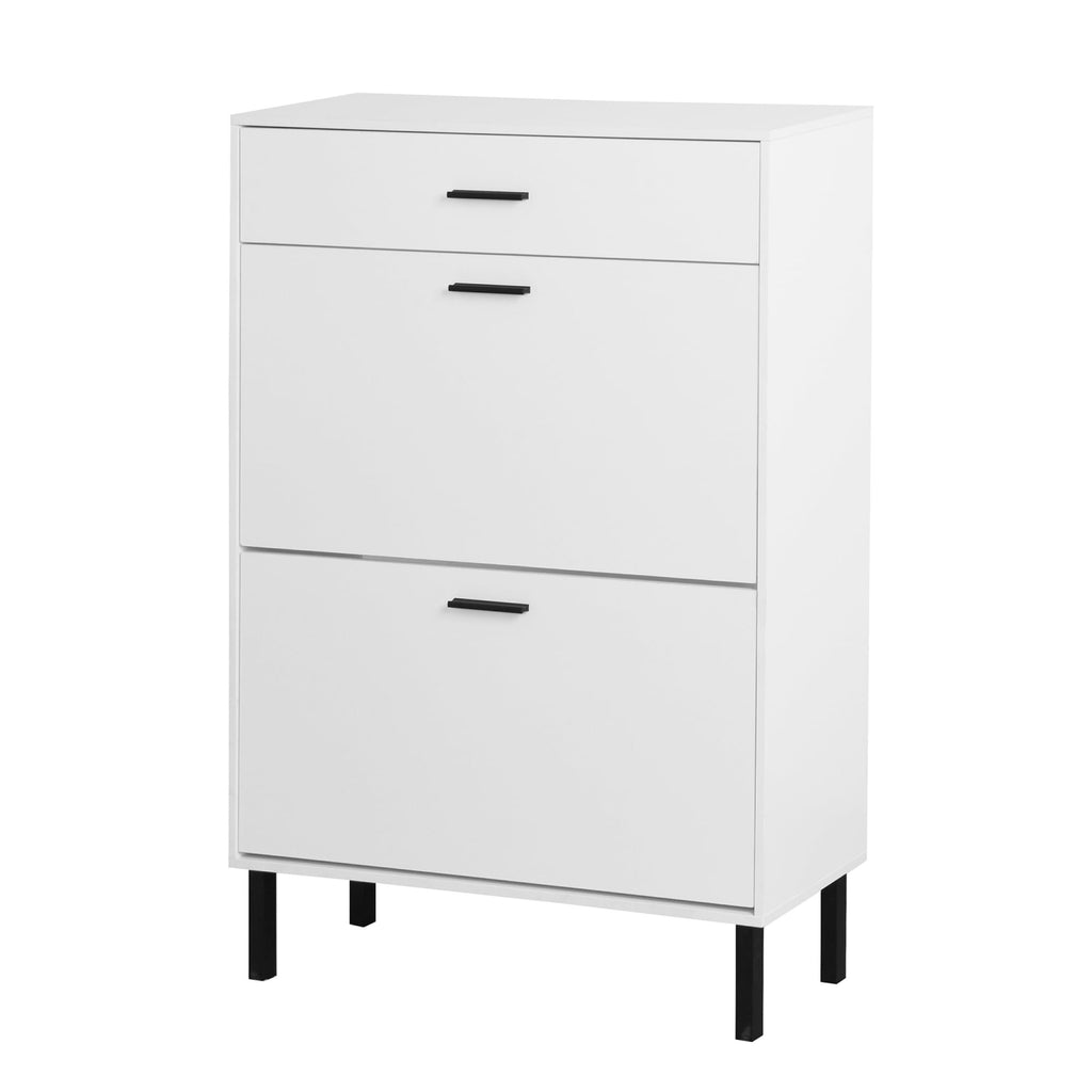 Freestanding Shoe Cabinet with 2 Flip Drawers and Adjustable Compartments