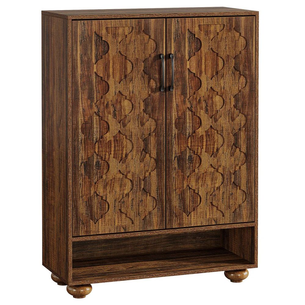 Vintage-Inspired Shoe Cabinet with Adjustable Shelves