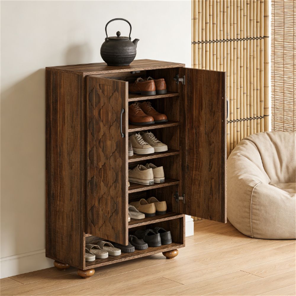 Vintage-Inspired Shoe Cabinet with Adjustable Shelves