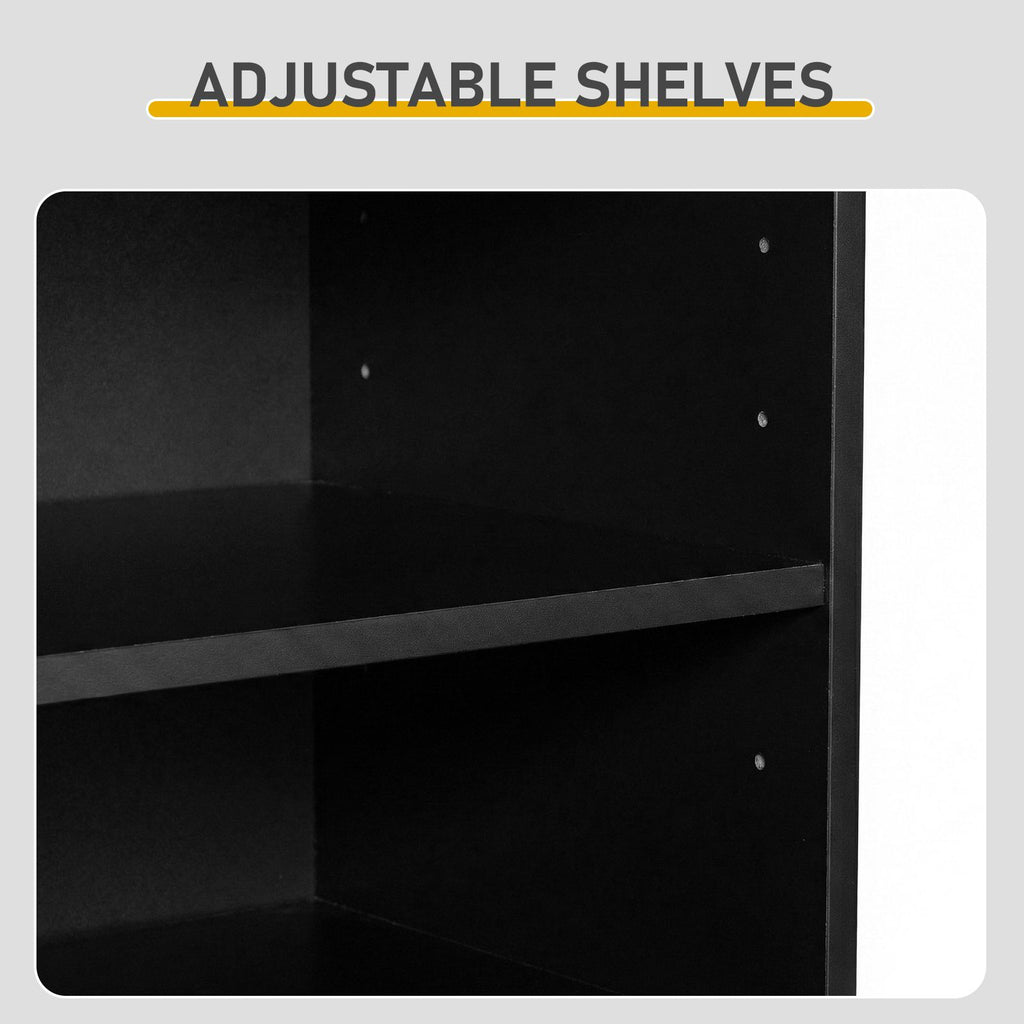 Black Shoe Cabinet with 2 Doors and 5 Open Compartments