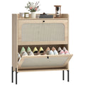 Boho Narrow Shoe Cabinet with 2 Flip Drawers – Compact Entryway Organizer
