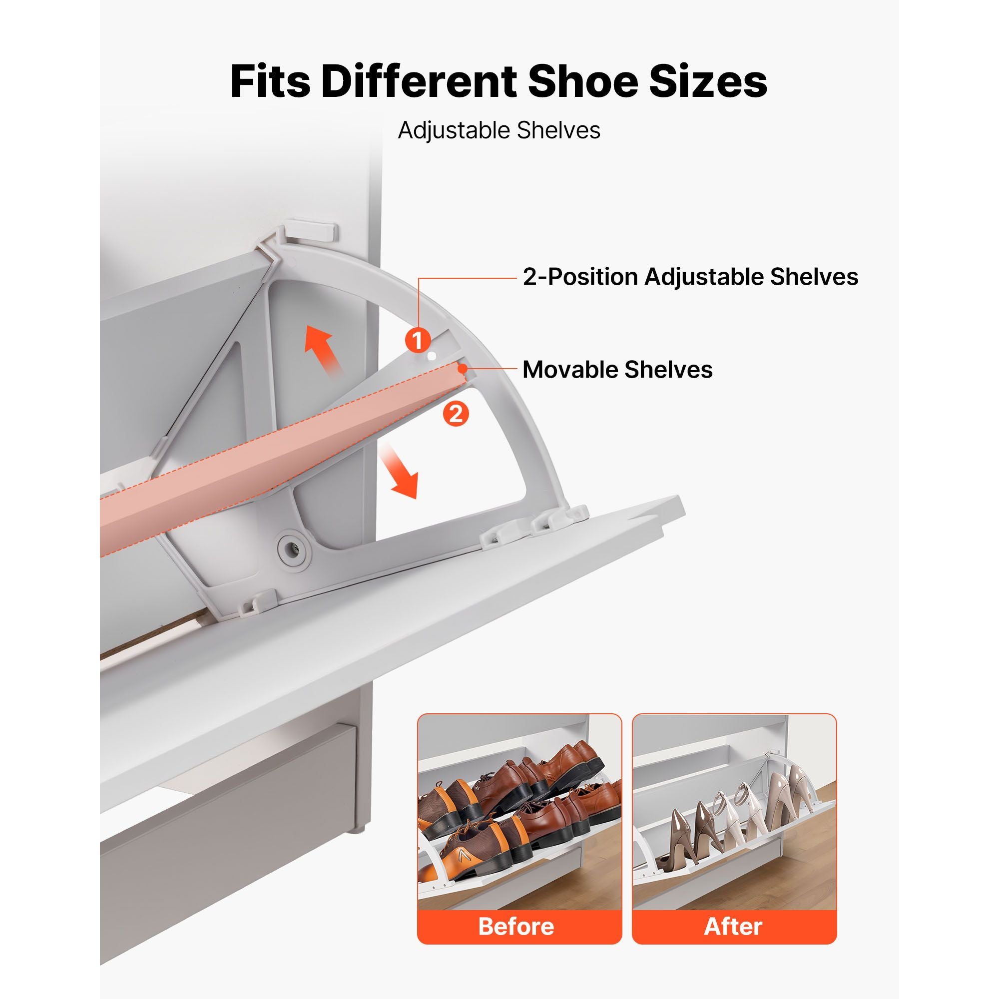 Modern Shoe Cabinet with 3 Flip Drawers for Entryway