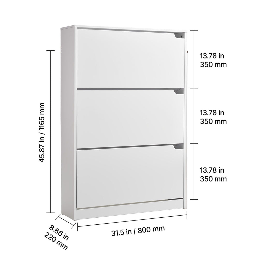 Modern Shoe Cabinet with 3 Flip Drawers for Entryway