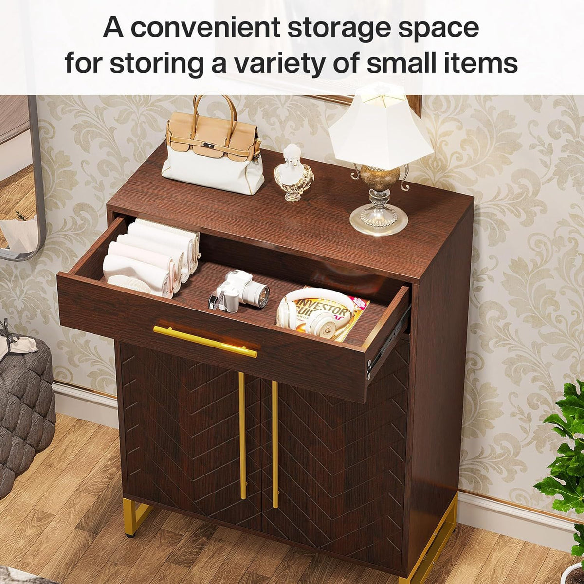 Modern Shoe Cabinet with Drawer and Adjustable Shelves for Entryway