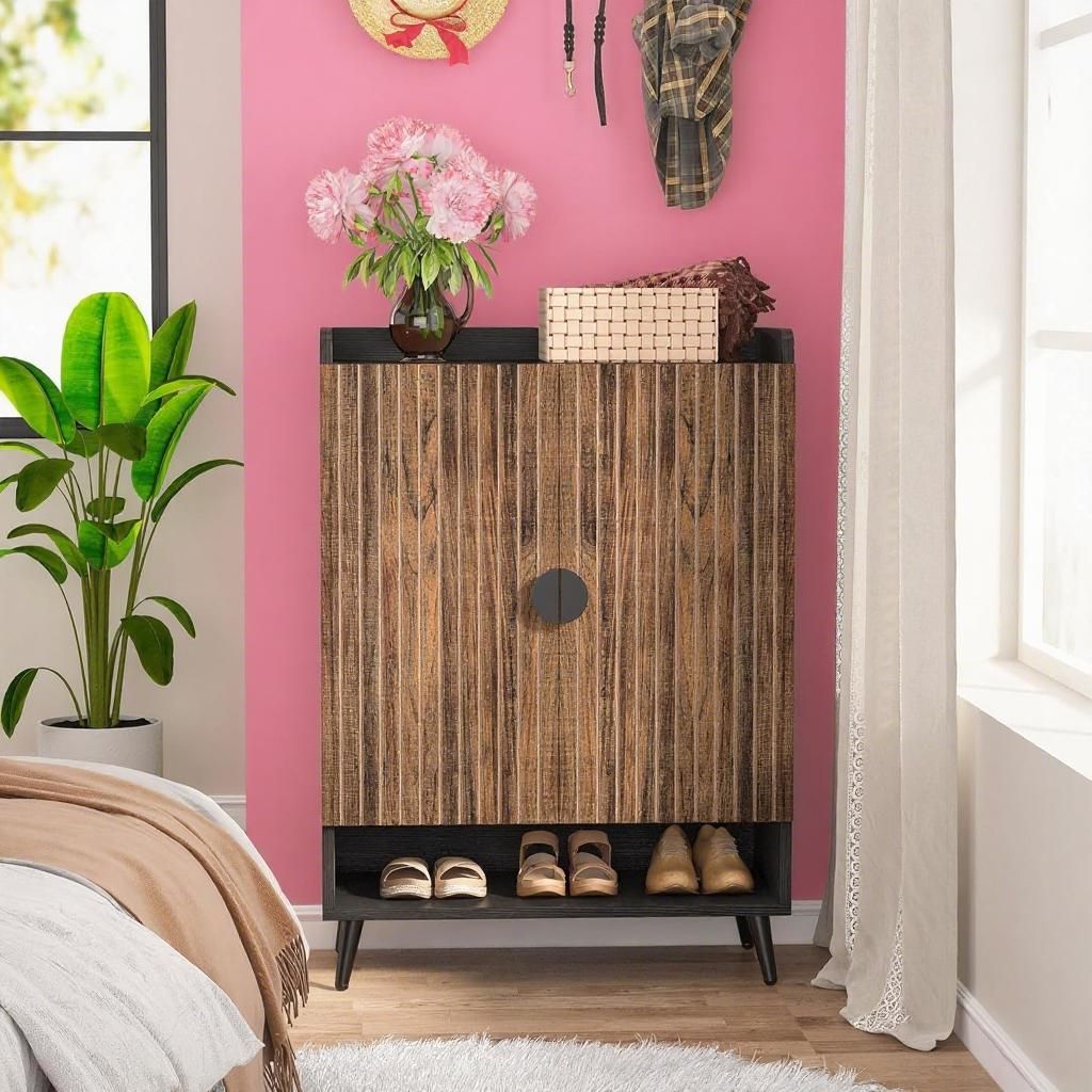 Elegant 7-Tier Shoe Cabinet with Adjustable Shelving