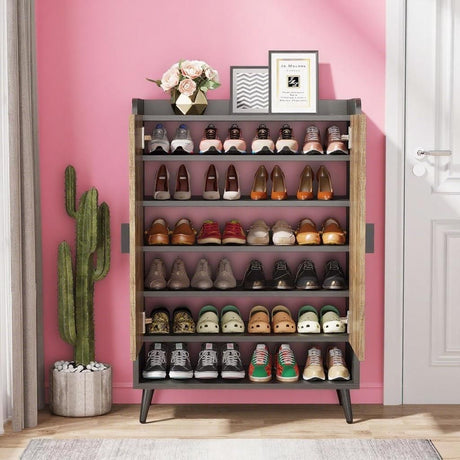 Elegant 7-Tier Shoe Cabinet with Adjustable Shelving