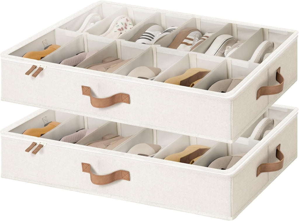 Underbed Shoe Organizers for Sneakers, Loafers and Sandals