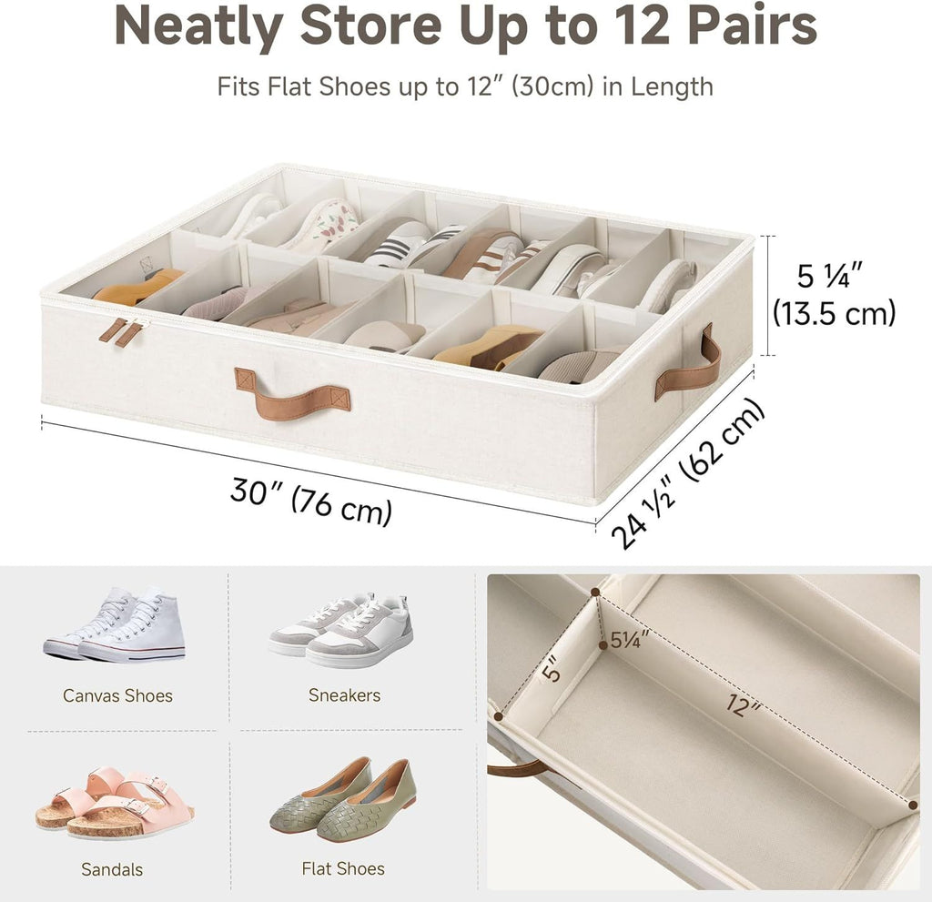 Underbed Shoe Organizers for Sneakers, Loafers and Sandals