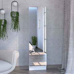 Shoe Rack with Mirror, Door, and Five Shelves
