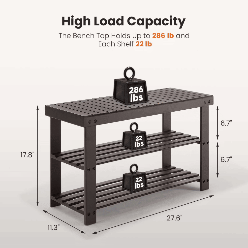 3-Tier Shoe Rack Bench for Entryway, Bedroom, and Camping