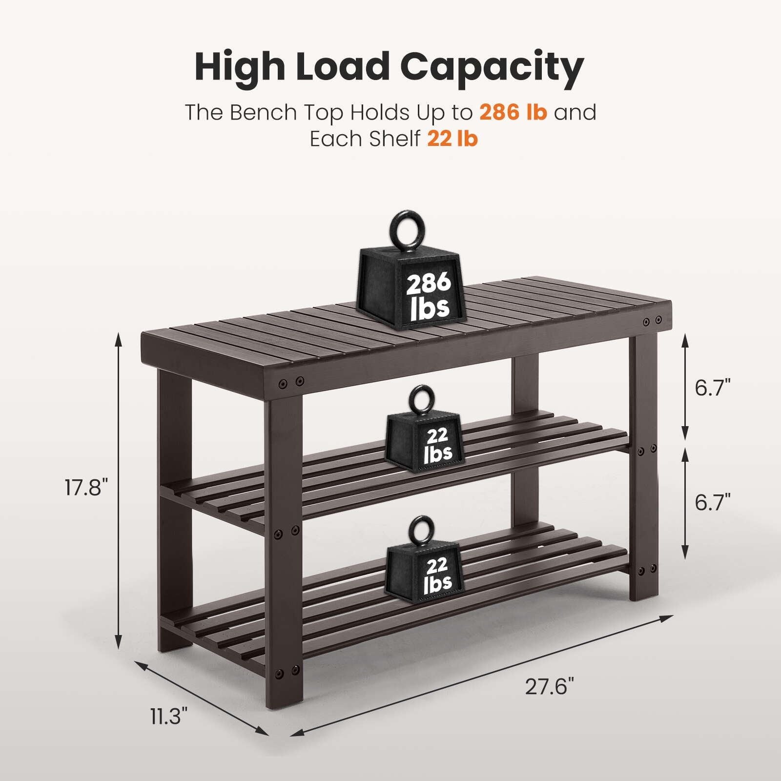 3-Tier Shoe Rack Bench for Entryway and Versatile Use