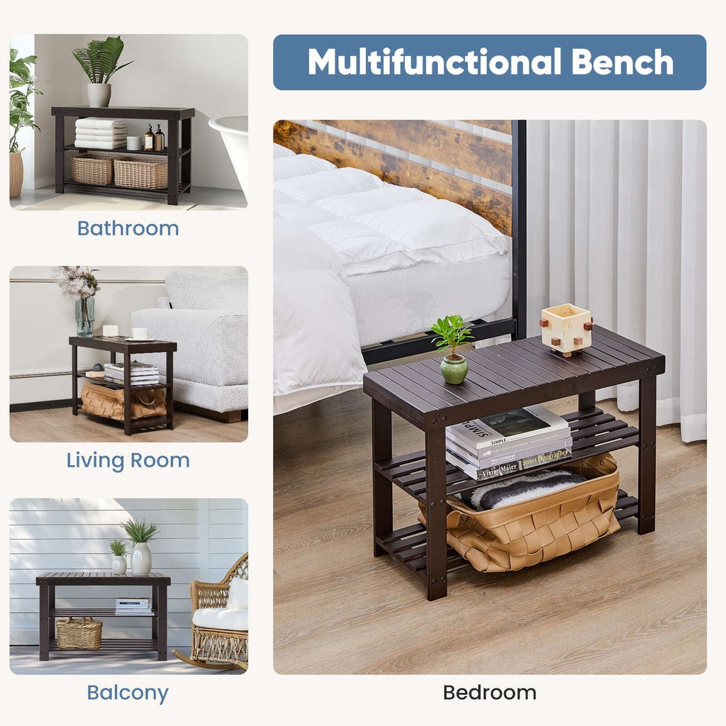 3-Tier Shoe Rack Bench for Entryway and Versatile Use