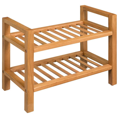 Compact Shoe Rack with 2 Shelves and Handles