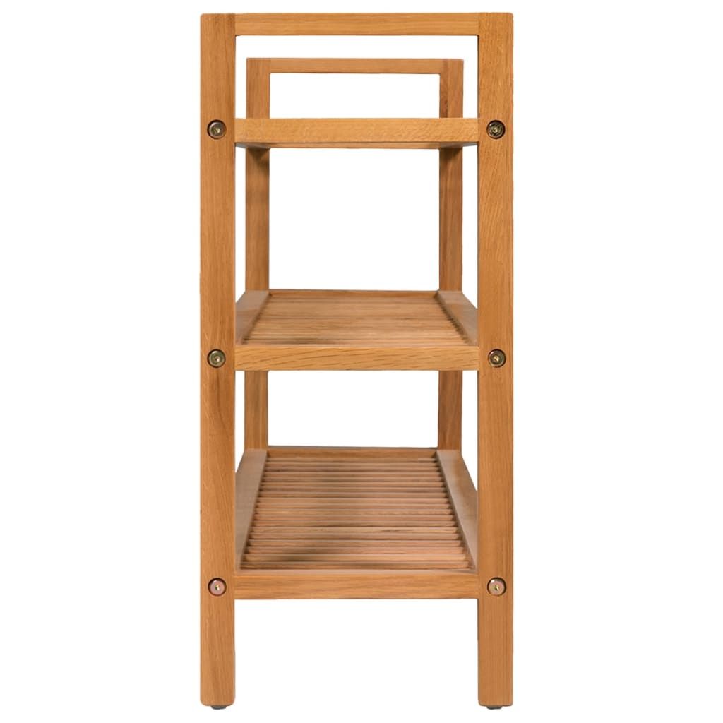 3-Shelf Solid Oak Shoe Rack - Practical and Decorative Hallway Storage