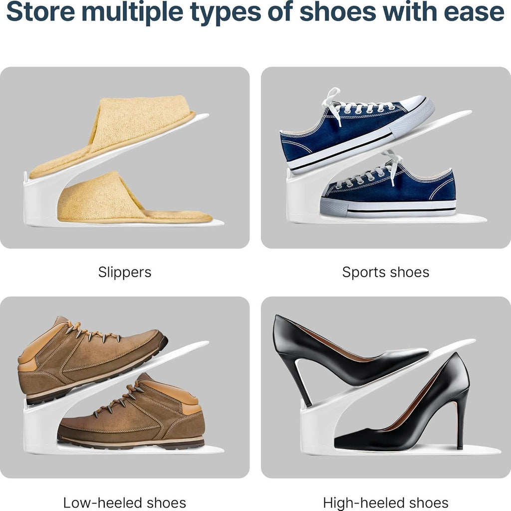 Shoe Slot Organizer 10 Pack - Space-Saving Stackers for Closet, Entryway & Shoe Rack