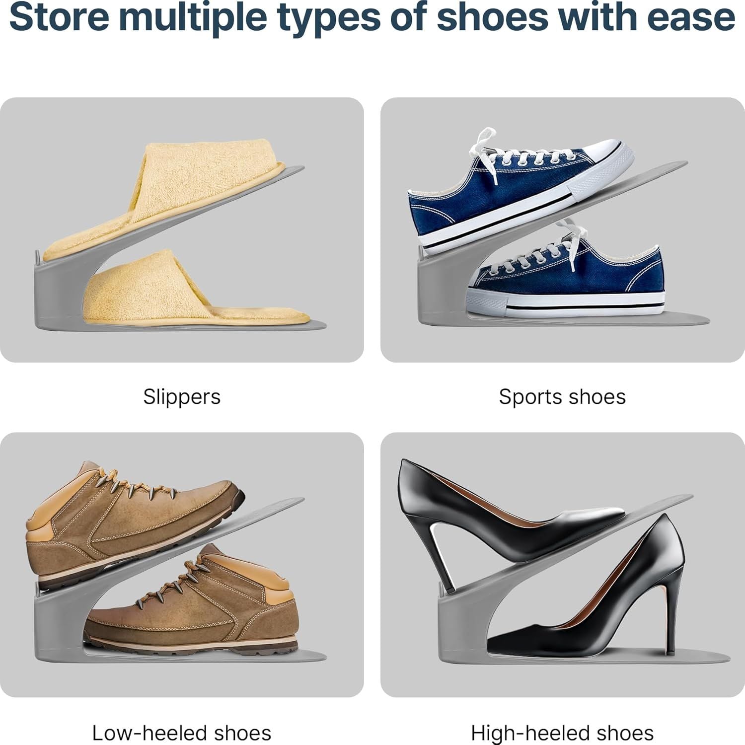 Shoe Slot Organizer 10 Pack - Space-Saving Stackers for Closet, Entryway & Shoe Rack