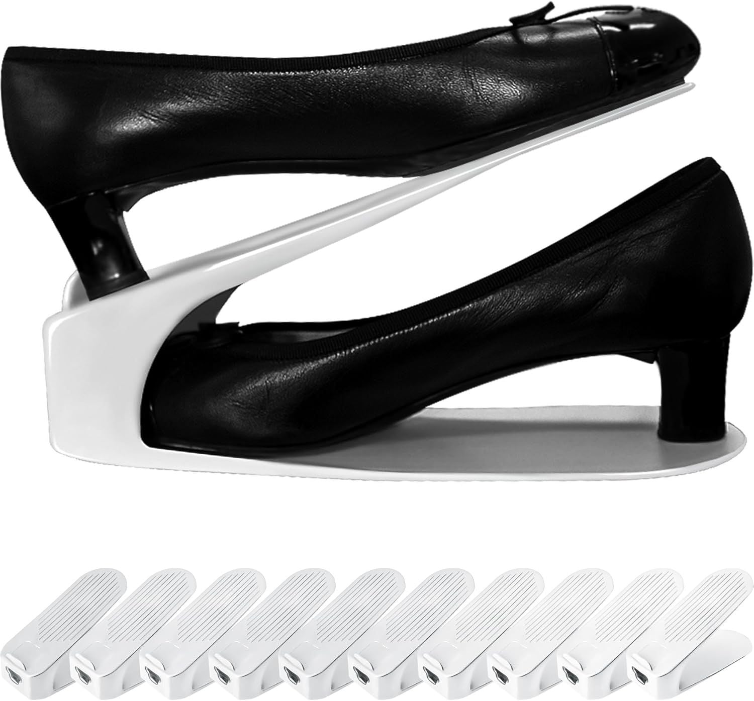 Shoe Slot Organizer 10 Pack - Space-Saving Stackers for Closet, Entryway & Shoe Rack