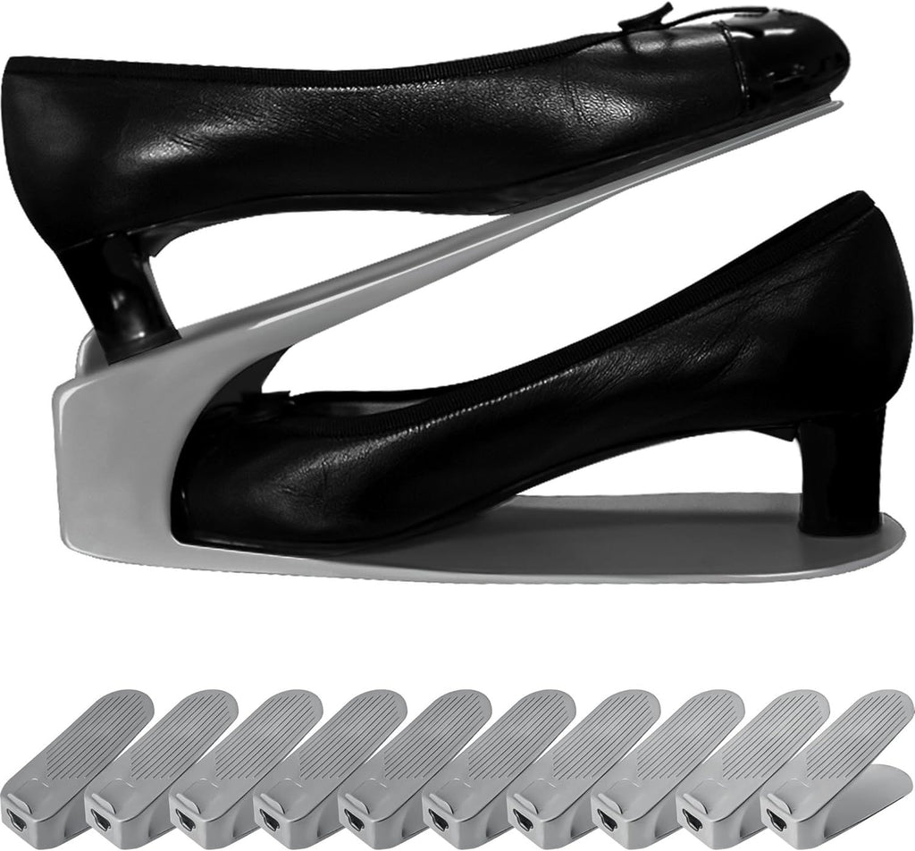 Shoe Slot Organizer 10 Pack - Space-Saving Stackers for Closet, Entryway & Shoe Rack