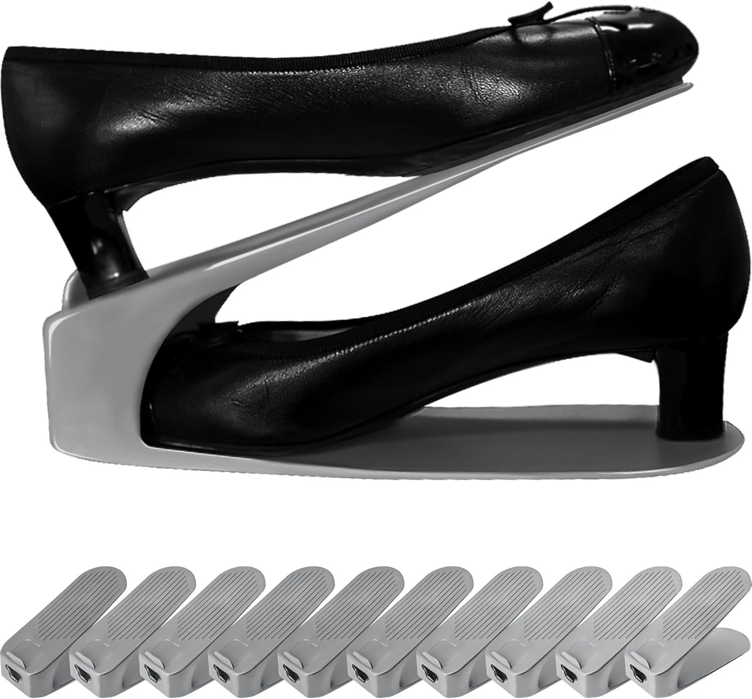Shoe Slot Organizer 10 Pack - Space-Saving Stackers for Closet, Entryway & Shoe Rack