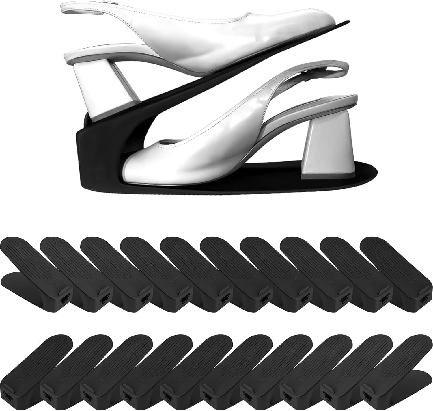 Shoe Slot Organizer 10 Pack - Space-Saving Stackers for Closet, Entryway & Shoe Rack