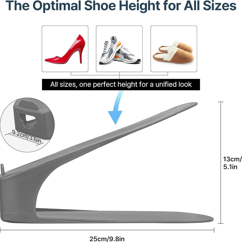 Shoe Slot Organizer 10 Pack - Space-Saving Stackers for Closet, Entryway & Shoe Rack