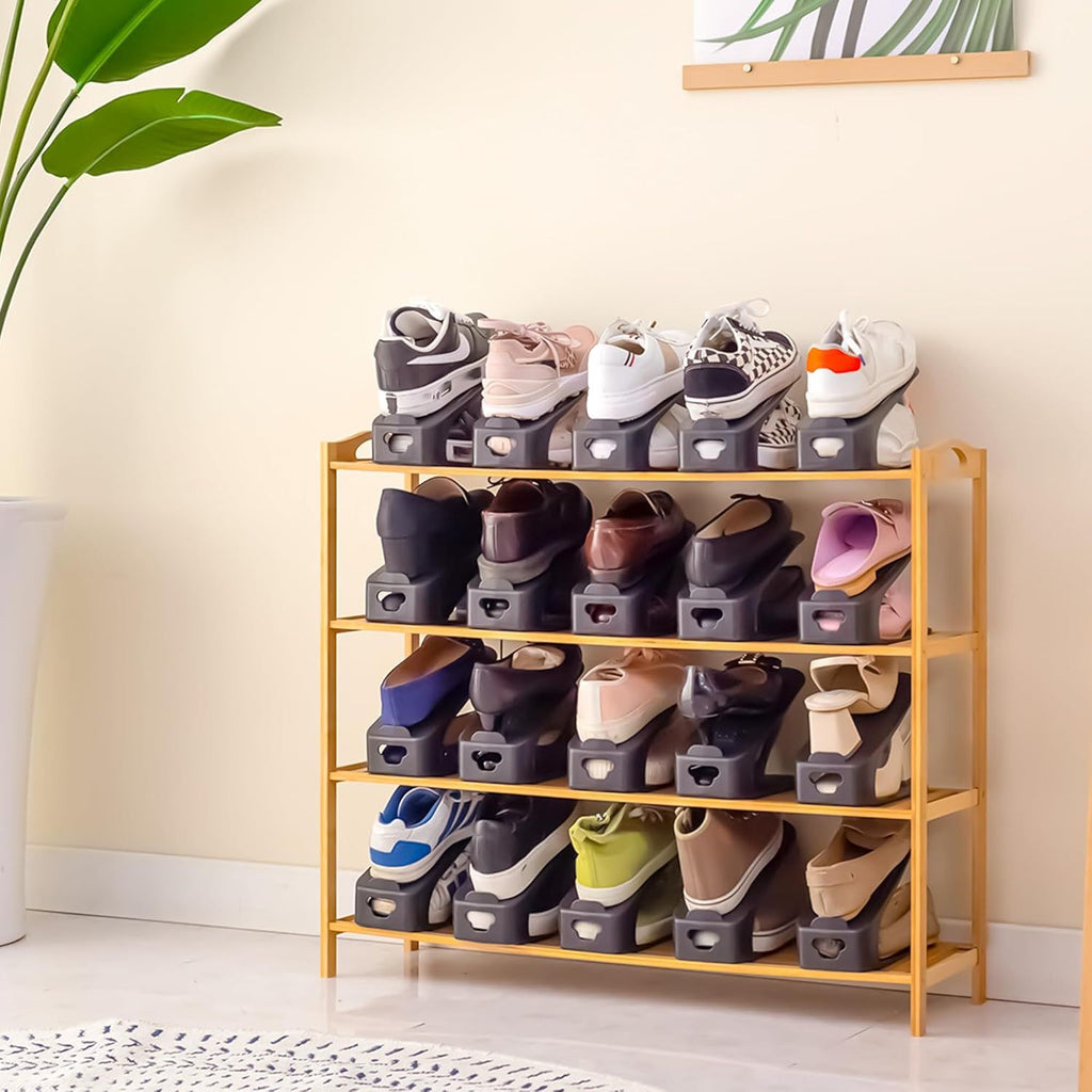 Shoe Slot Organizer 10 Pack - Space-Saving Stackers for Closet, Entryway & Shoe Rack