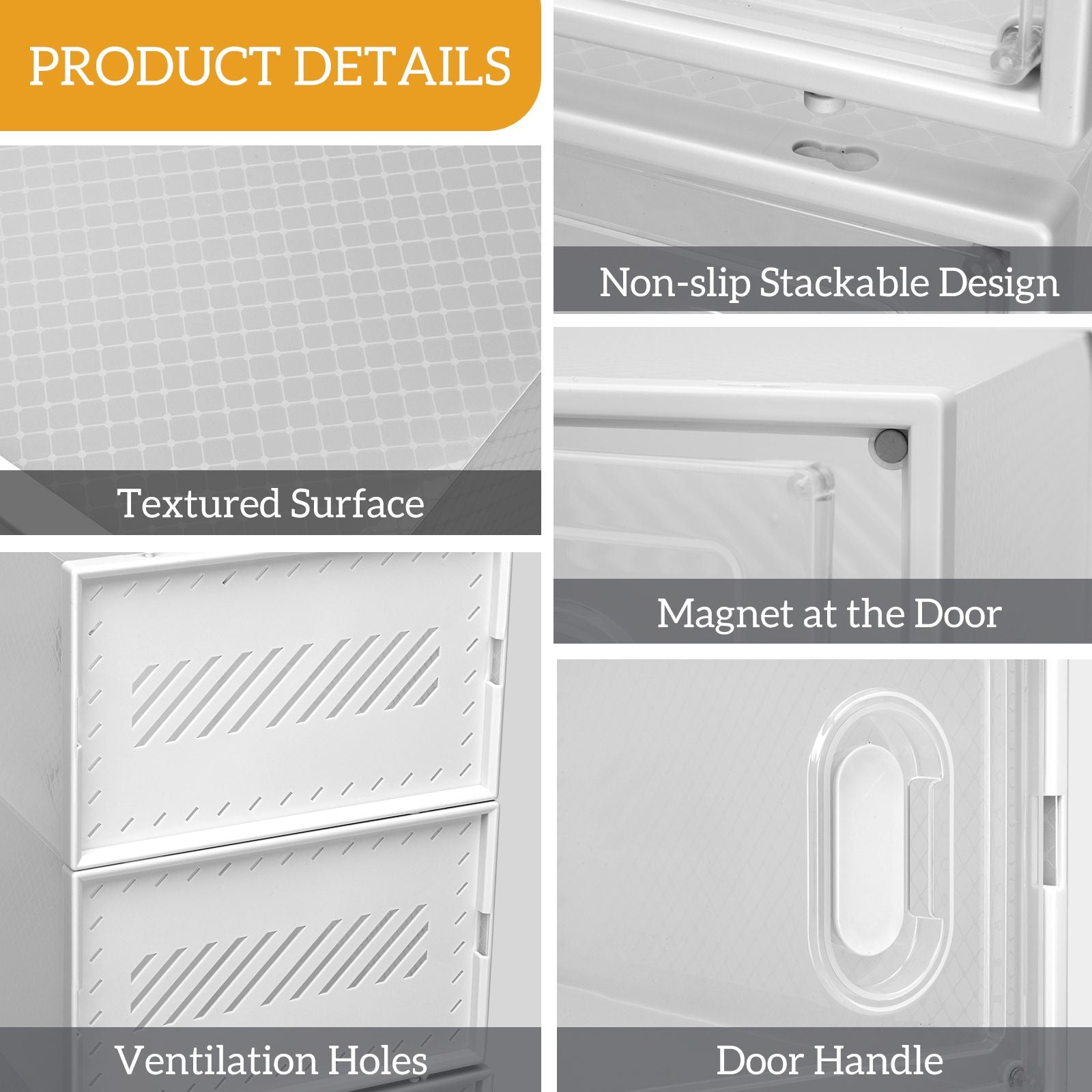Foldable Stackable Shoe Storage Boxes with Transparent Doors