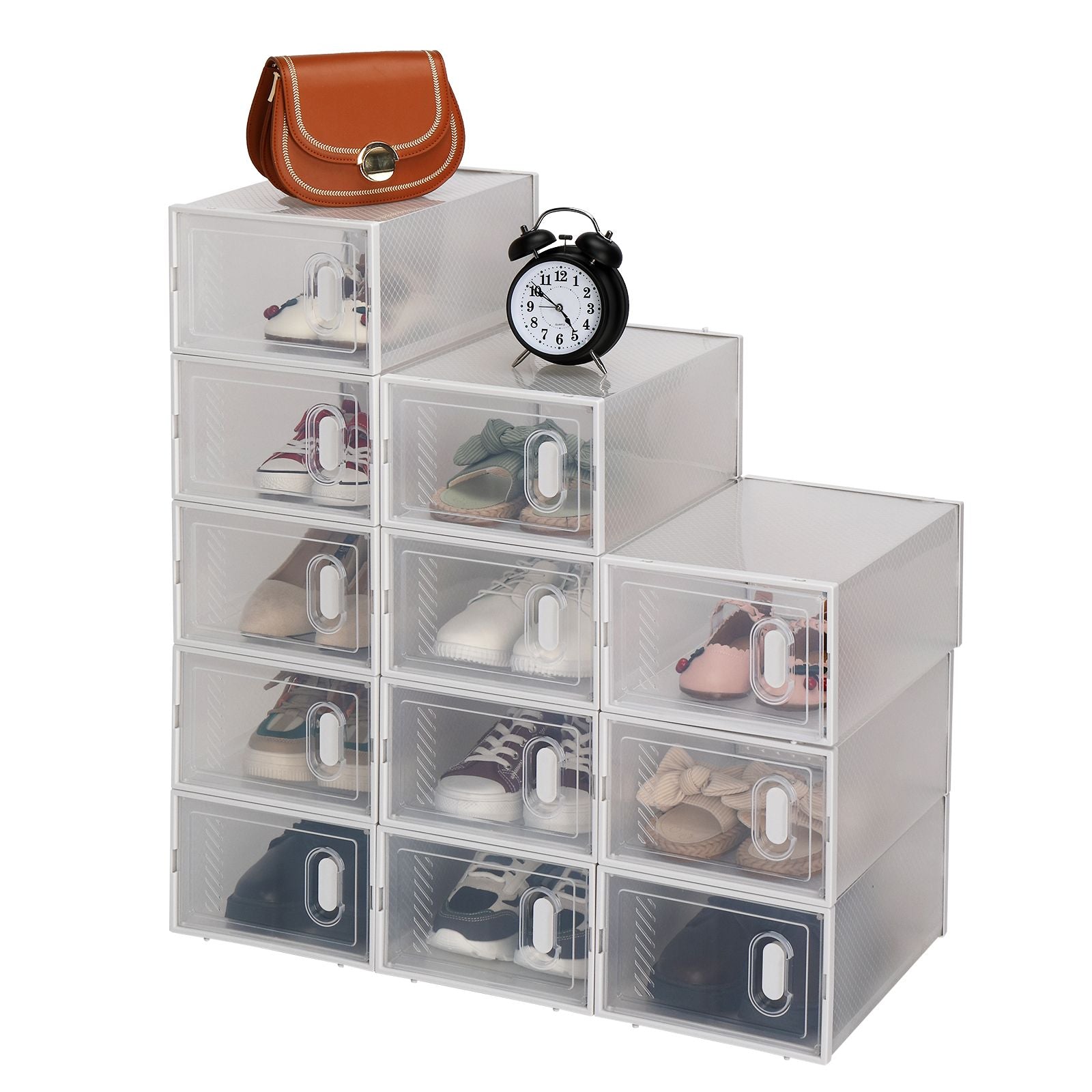Foldable Stackable Shoe Storage Boxes with Transparent Doors