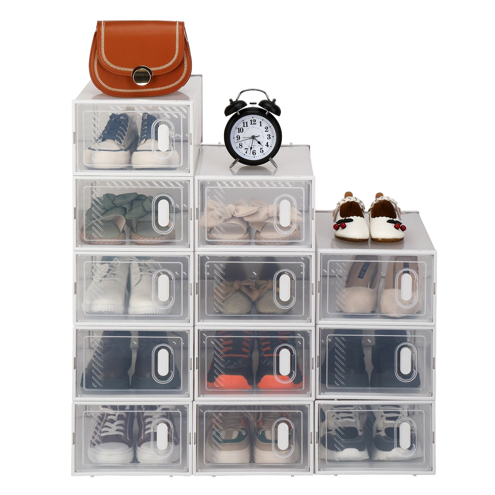 Foldable Stackable Shoe Storage Boxes with Transparent Doors