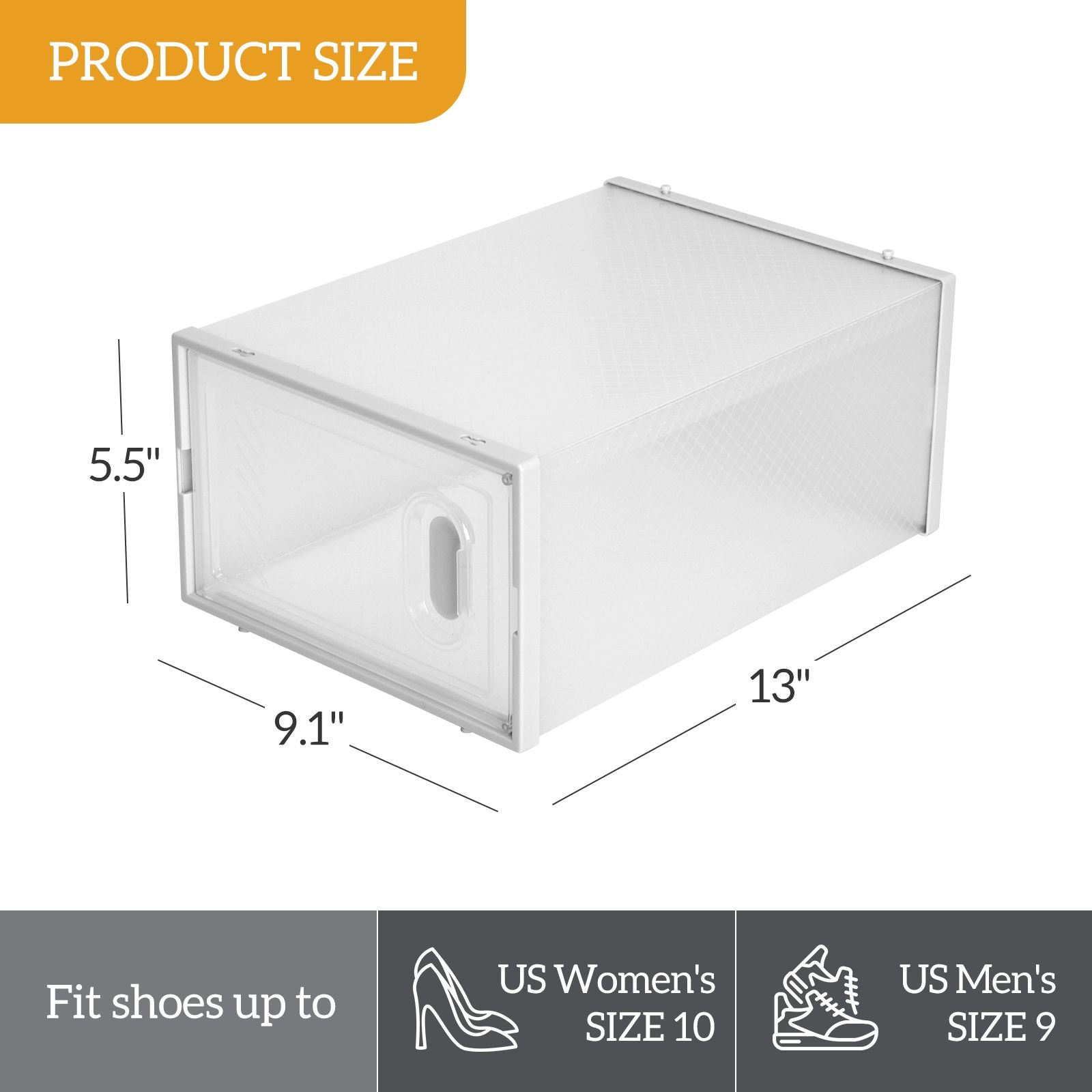 Foldable Stackable Shoe Storage Boxes with Transparent Doors