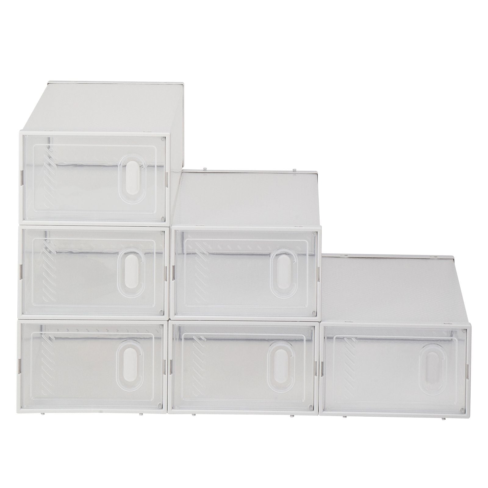 Clear Stackable Shoe Storage Boxes – 6 Pack Foldable Plastic Organizers