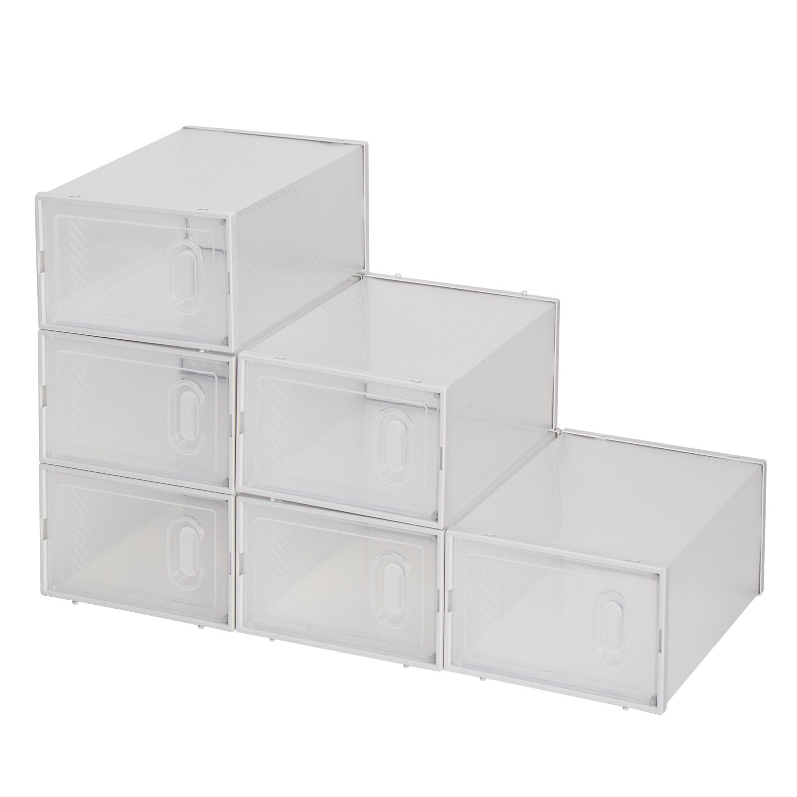 Clear Stackable Shoe Storage Boxes – 6 Pack Foldable Plastic Organizers