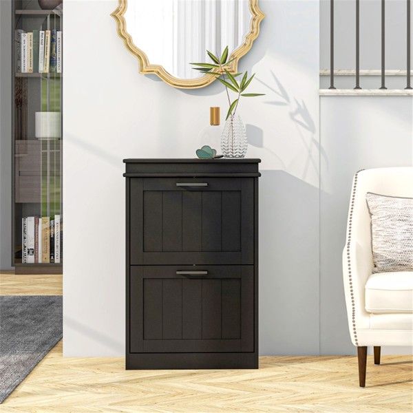 Compact Shoe Storage Cabinet with Tilt-Out Drawers
