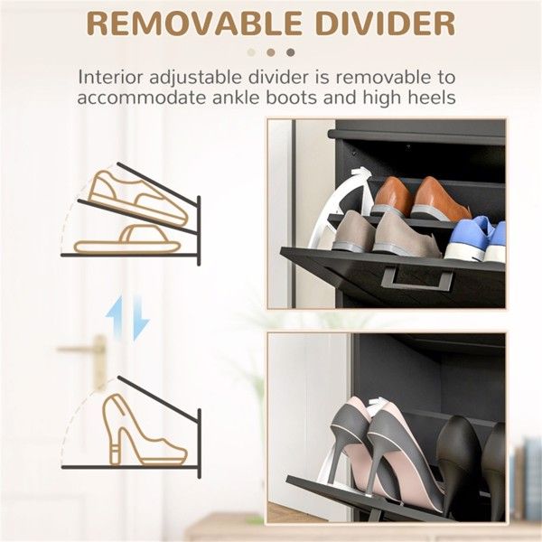 Compact Shoe Storage Cabinet with Tilt-Out Drawers