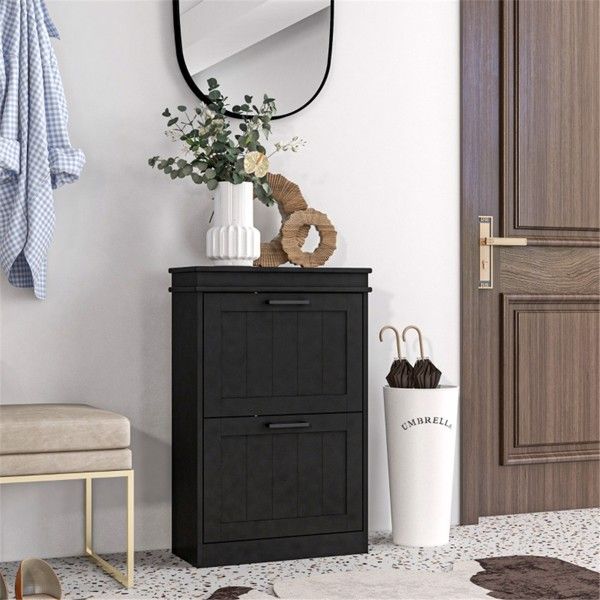 Compact Shoe Storage Cabinet with Tilt-Out Drawers