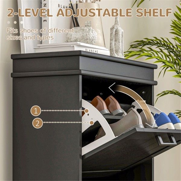Compact Shoe Storage Cabinet with Tilt-Out Drawers