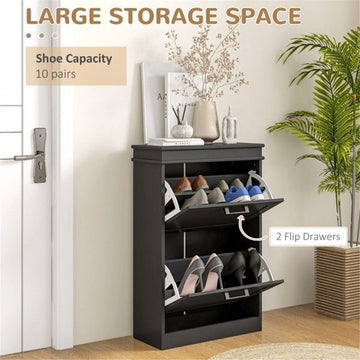 Compact Shoe Storage Cabinet with Tilt-Out Drawers